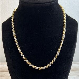 San Marco Gold Plate and 925 Silver CZ Women's Link Necklace